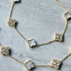Elegant Gold and White Floral Necklace